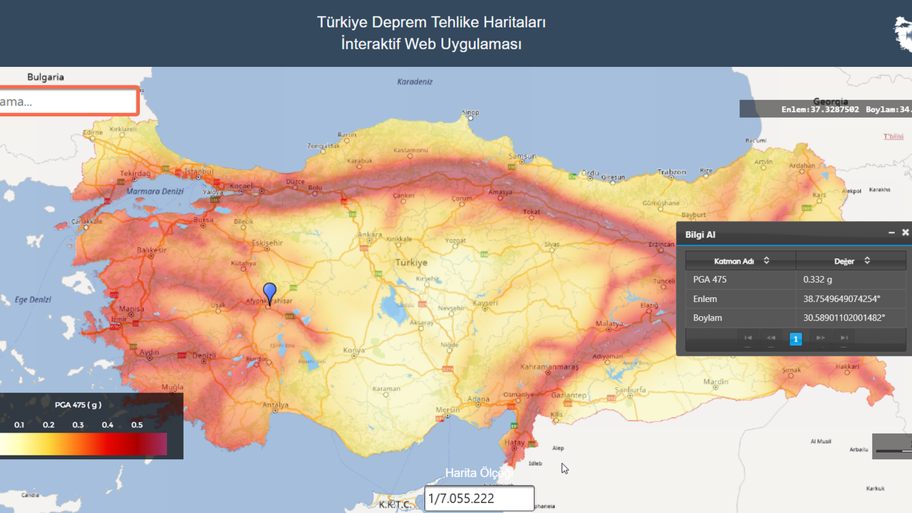 Türkiye Deprem Tehlike Haritaları İnteraktif Web Uygulaması